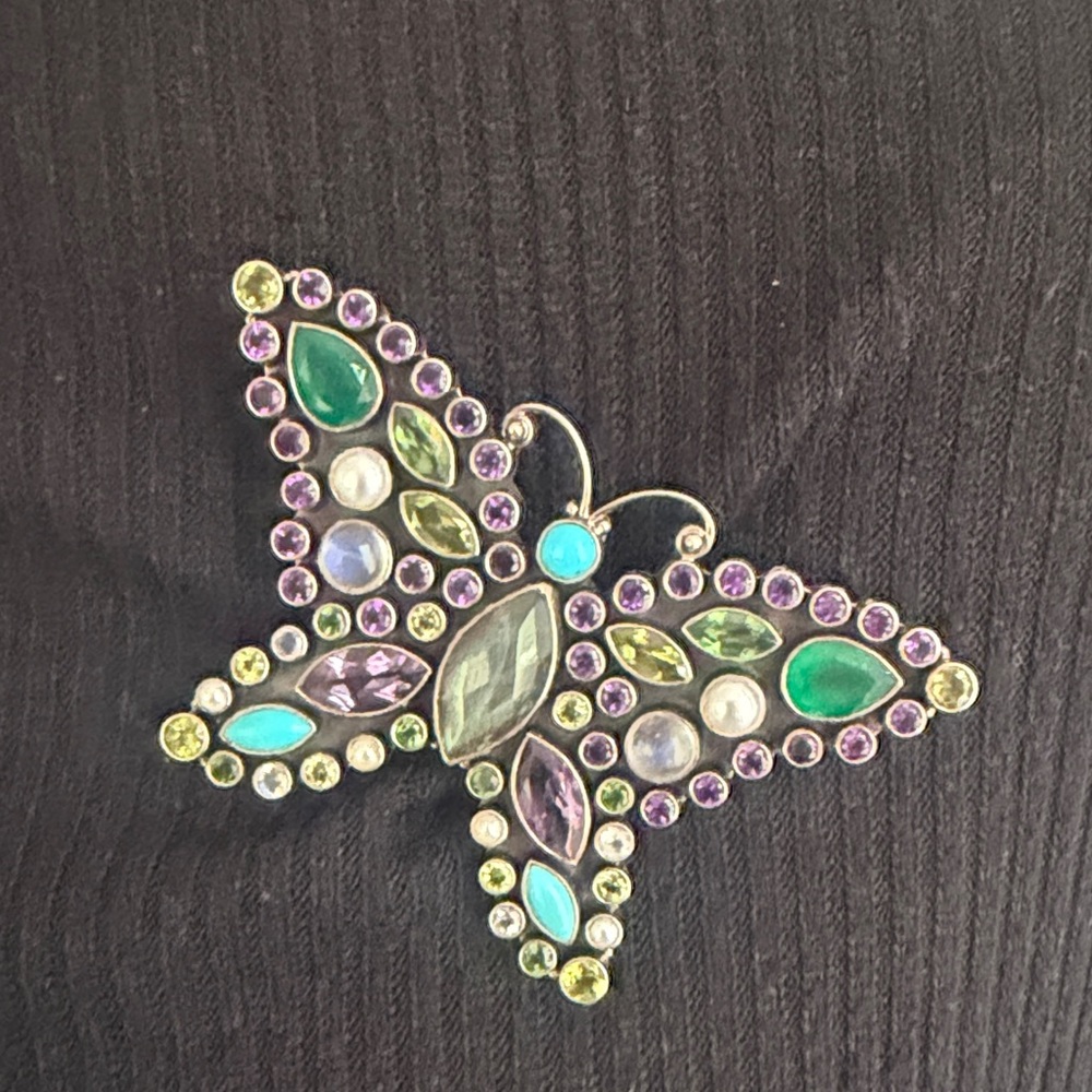Nicky Butler Vibrant Gemstone Butterfly Brooch